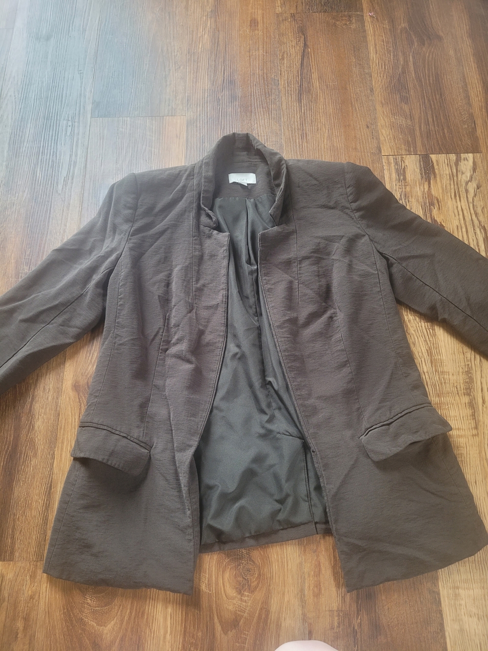 LOFT Olive Green Open Front Blazer - Picture 7 of 11